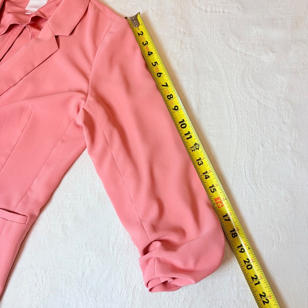 LC Lauren Conrad Mauve Pink Ruched Sleeve Single Button Blazer Size M - Picture 8 of 8